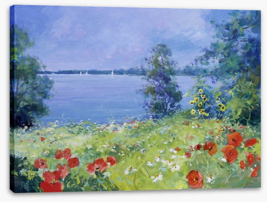 Poppies by the lake
