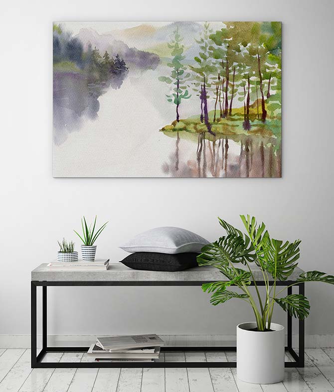 Misty river watercolour