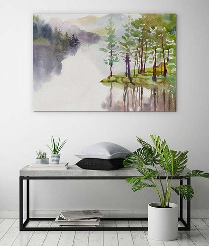 Misty river watercolour