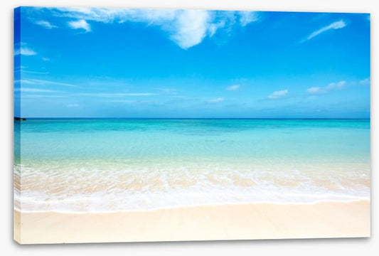 Blue skies white sand