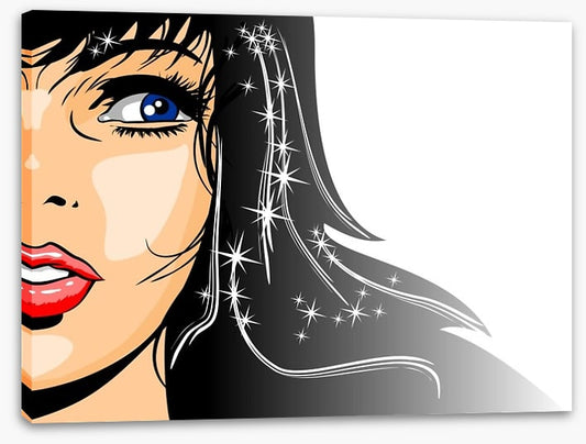 With sparkles in her hair