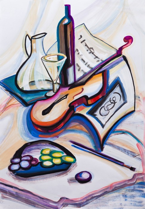 Violin and wine