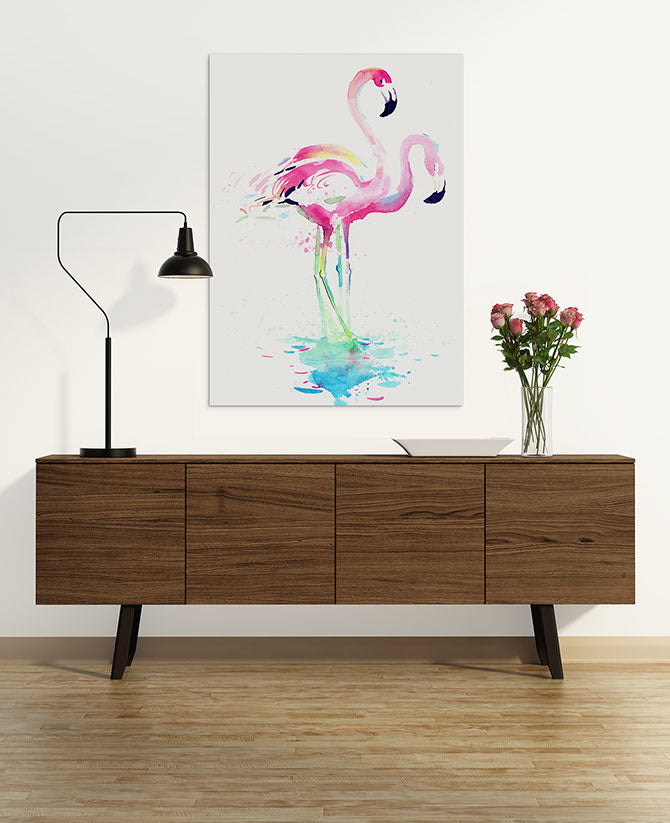 Pink flamingo watercolour