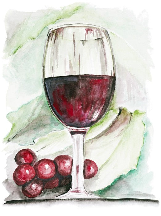 Red wine and grapes