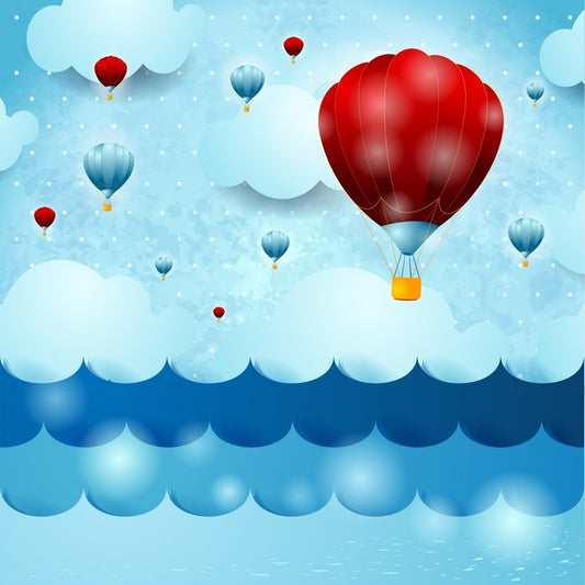 Balloons over the ocean