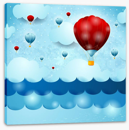 Balloons over the ocean