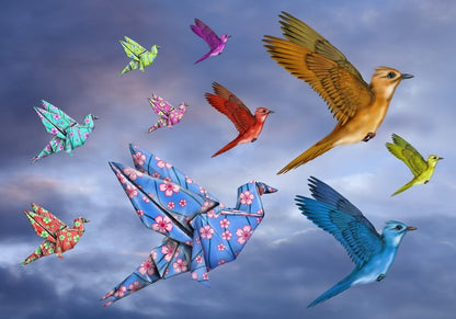 Origami bird dreamscape