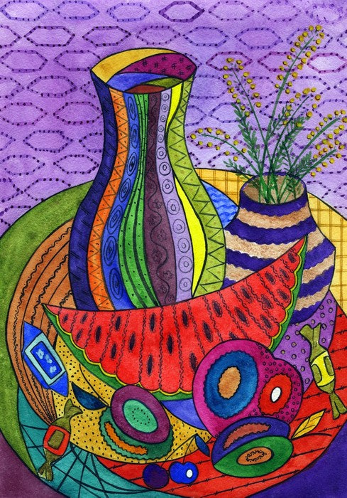 Pitcher with fruit