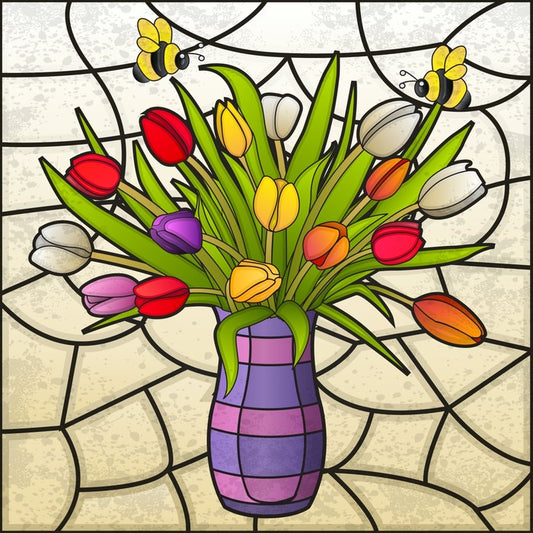 Stained glass tulips