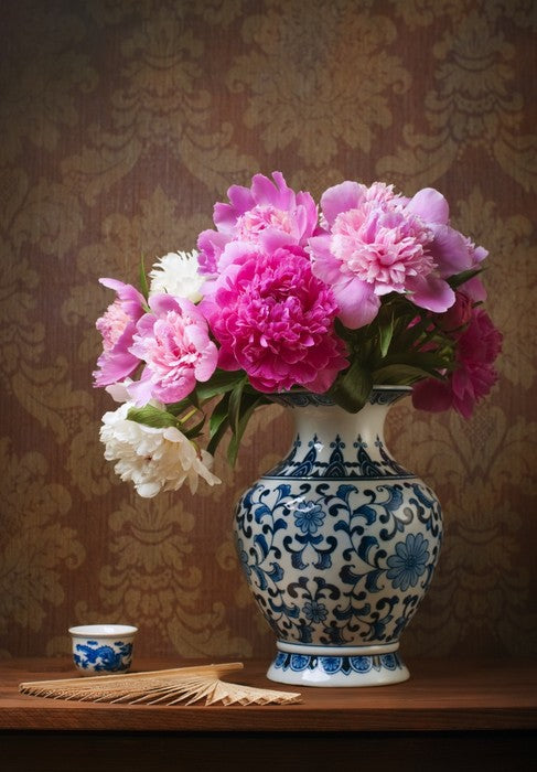 Peonies in a chinese vase