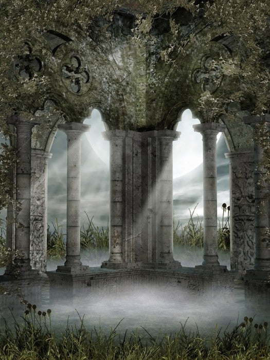 Moon behind the arches
