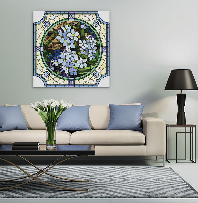 Blue forget-me-not art nouveau