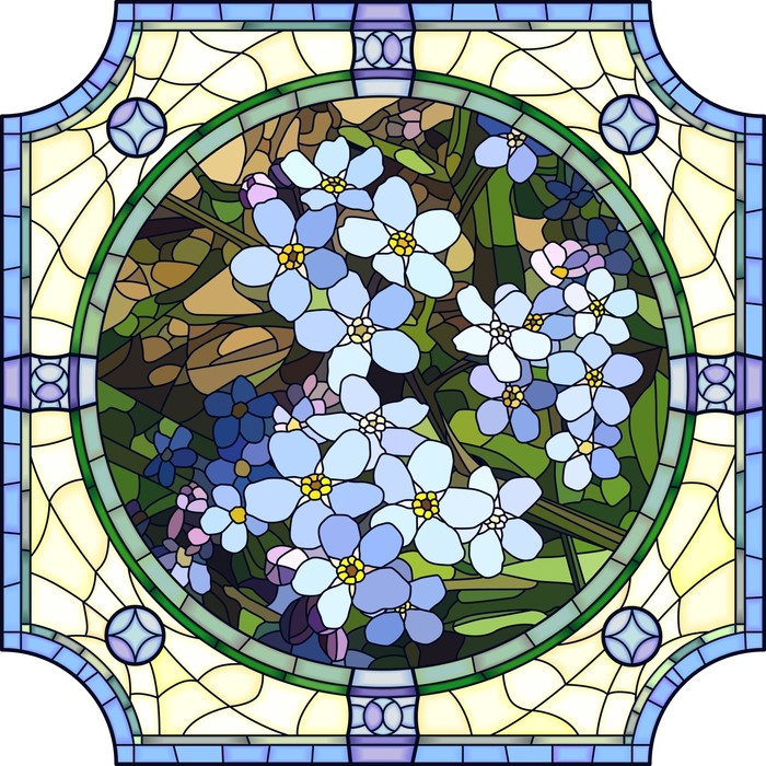 Blue forget-me-not art nouveau