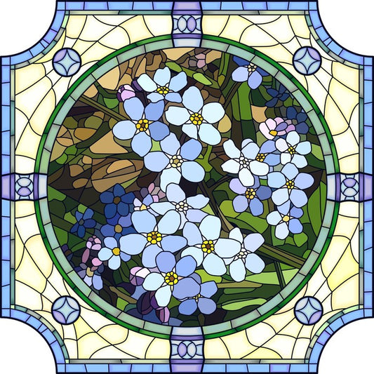 Blue forget-me-not art nouveau