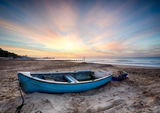 Fishing boat at sunrise