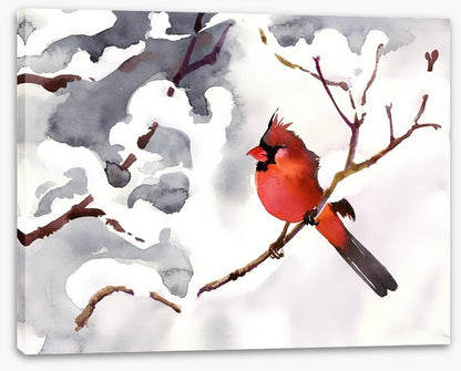 Red snow bird