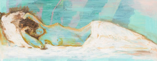 Sleeping nude in blue