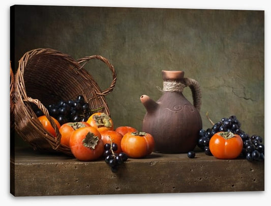 Persimmons and grapes