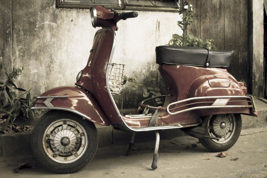 Retro red moped