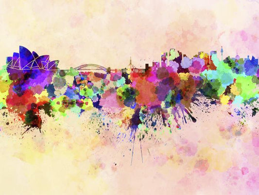 Sydney skyline watercolour