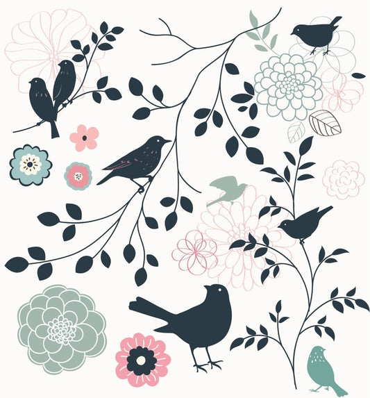 Birds and flowers
