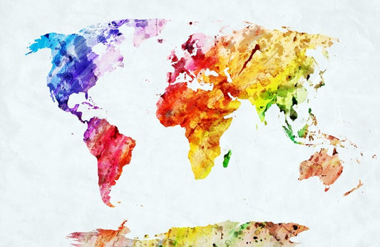 Rainbow watercolour map