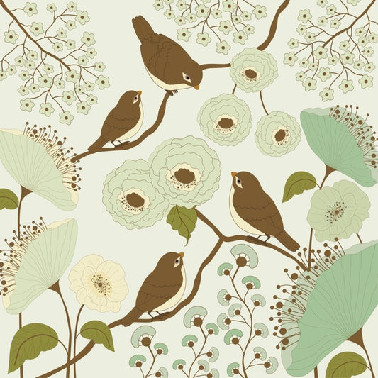 Vintage birds on a branch