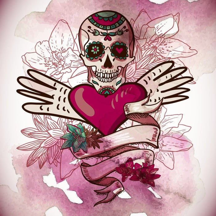 Sugar skull with flowers