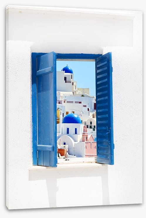 Blue window in Santorini, Greece