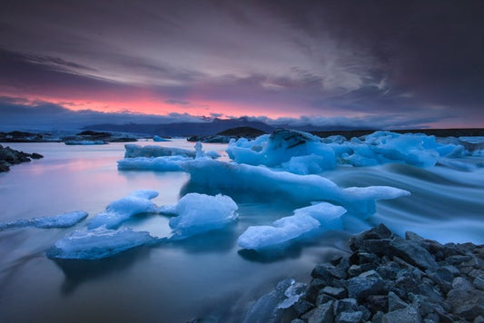Icebergs floating in Jokulsarlon