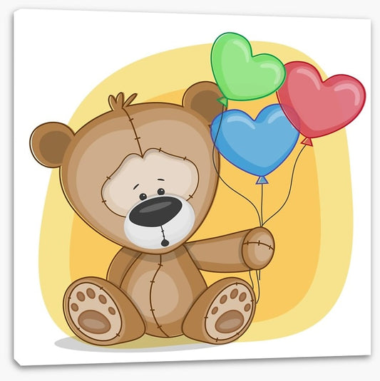 Bear with heart balloons