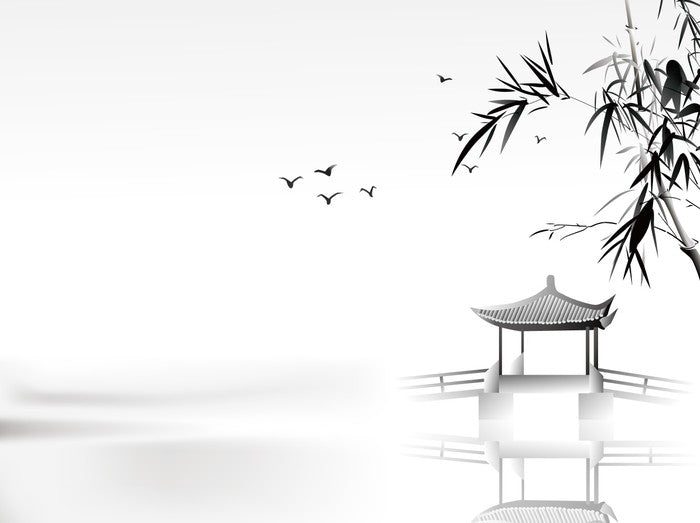 Bamboo pavilion lake