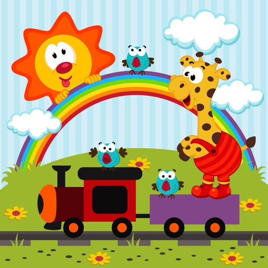 Giraffe travels by train