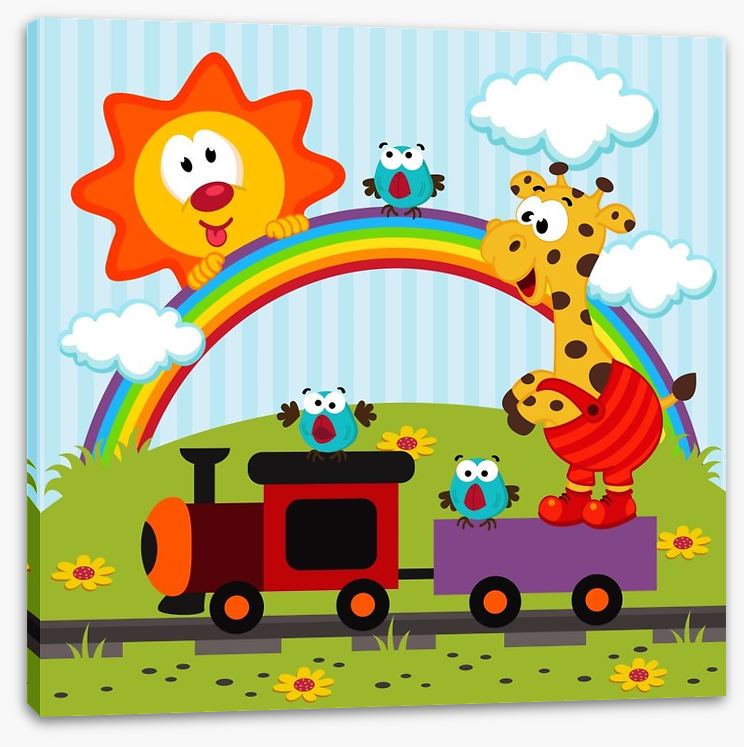 Giraffe travels by train