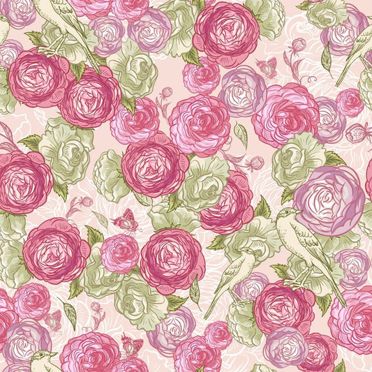 Vintages roses and birds