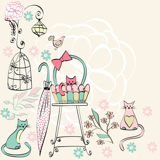 Kittens and flowers
