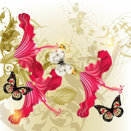 Hibiscus and butterflies