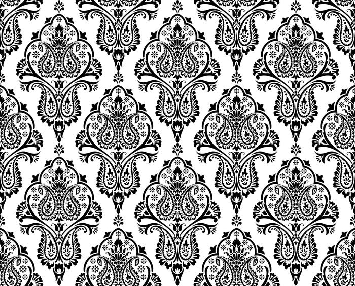 Black and white damask