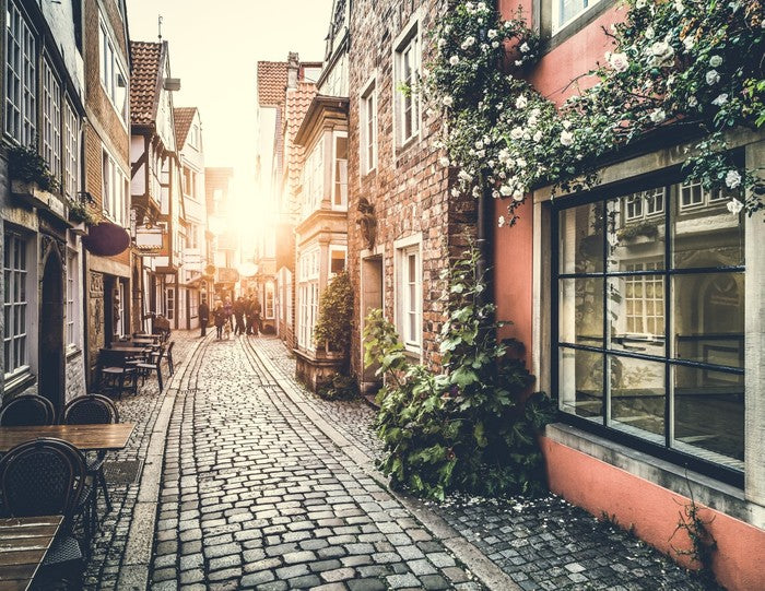 Vintage alley sunset
