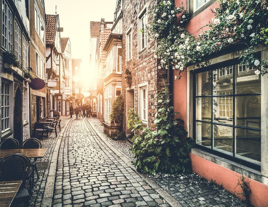 Vintage alley sunset