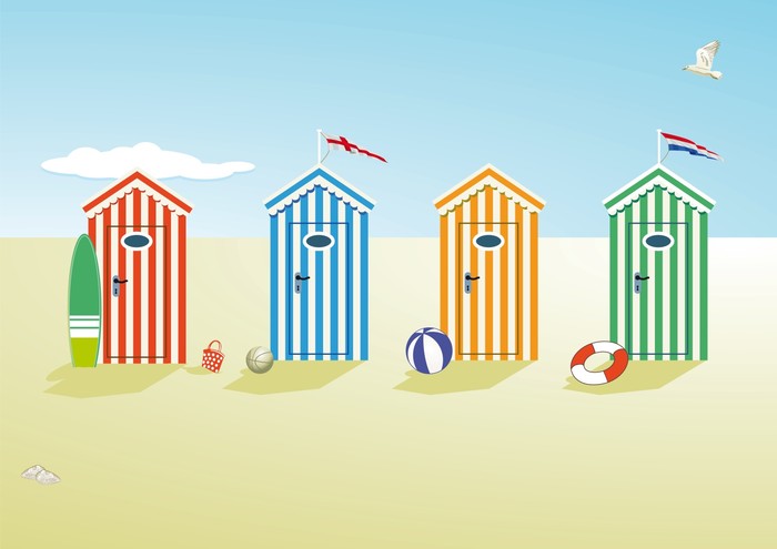 Colourful beach huts
