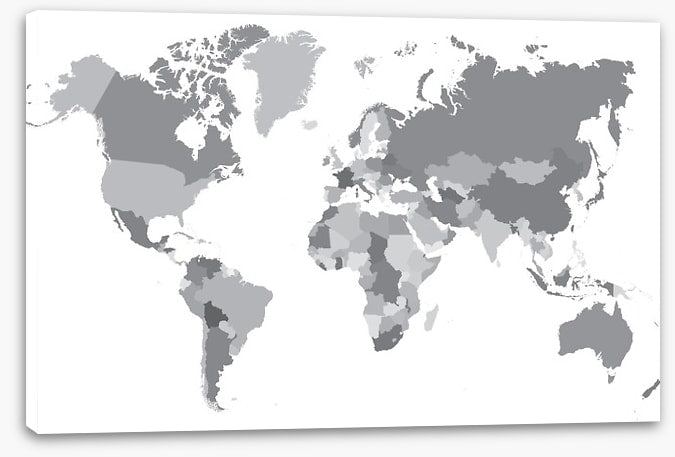 World map shades of grey