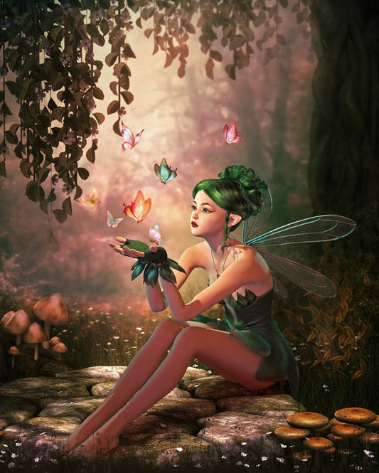 Forest nymph with butterflies