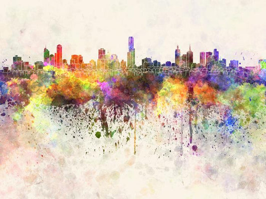 Melbourne skyline watercolour