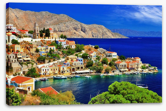 Blue waters of Symi island, Greece