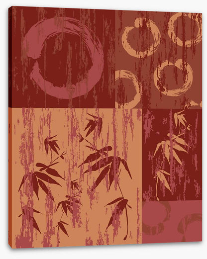 Zen circle and bamboo red