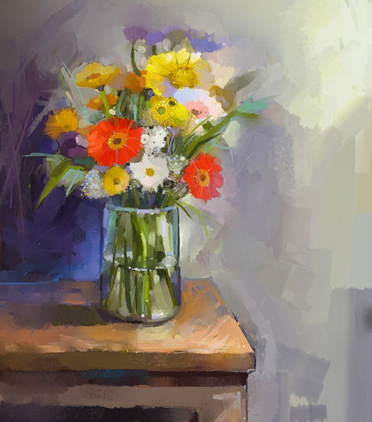 In the glass vase