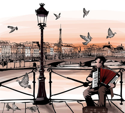 Accordionist playing in Paris