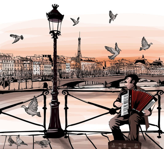 Accordionist playing in Paris
