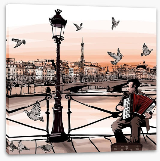 Accordionist playing in Paris